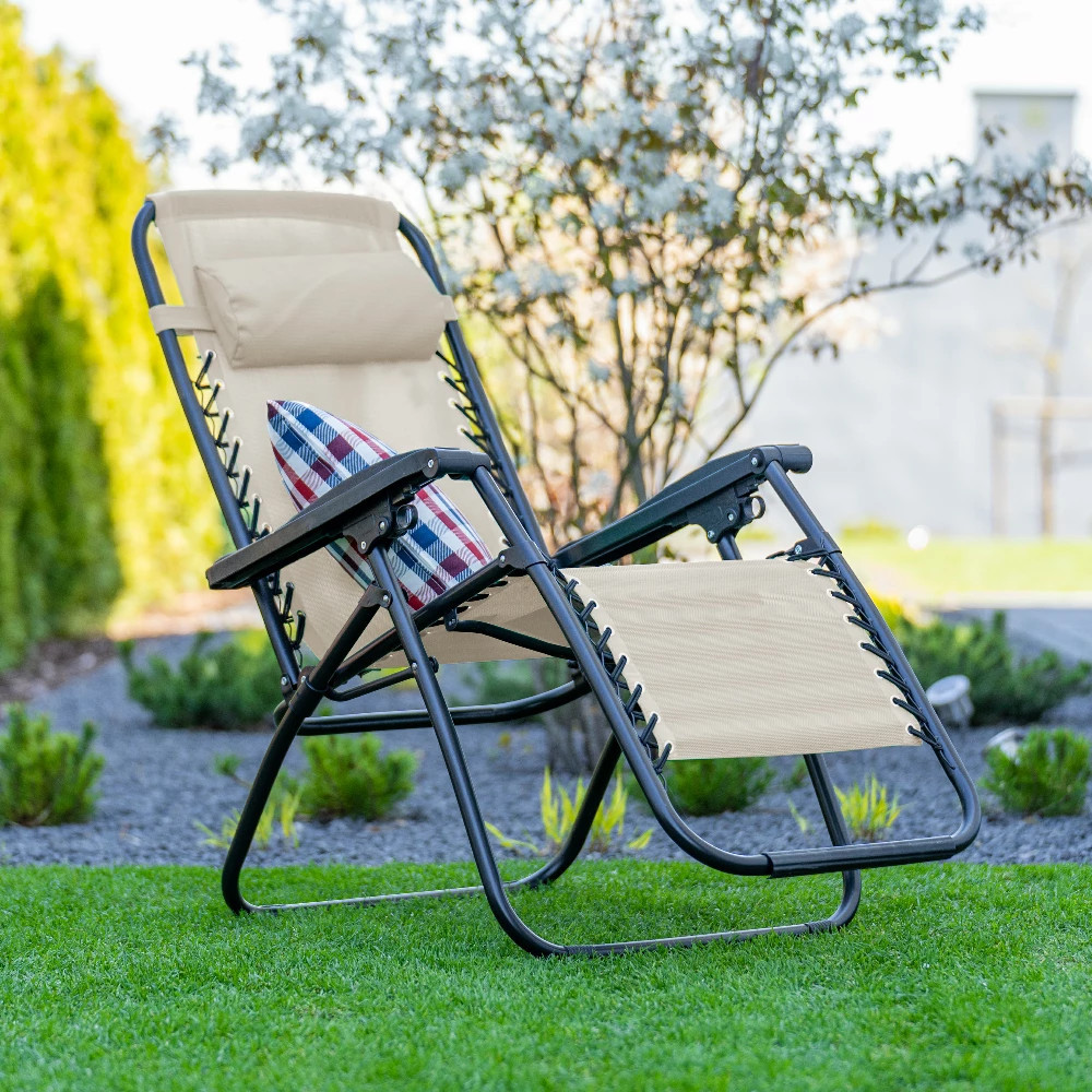 Mirpol Șezlong pliabil Deluxe bej [1]