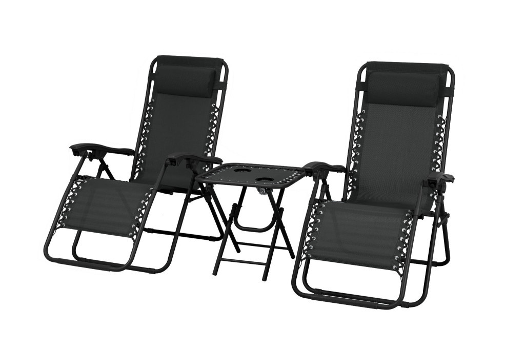 Șezlong - Mirpol Delux 2x canapea extensibilă și set de masă neagră