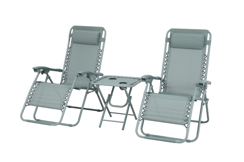 Șezlong - Mirpol Delux 2x set șezlong și masă verde V2