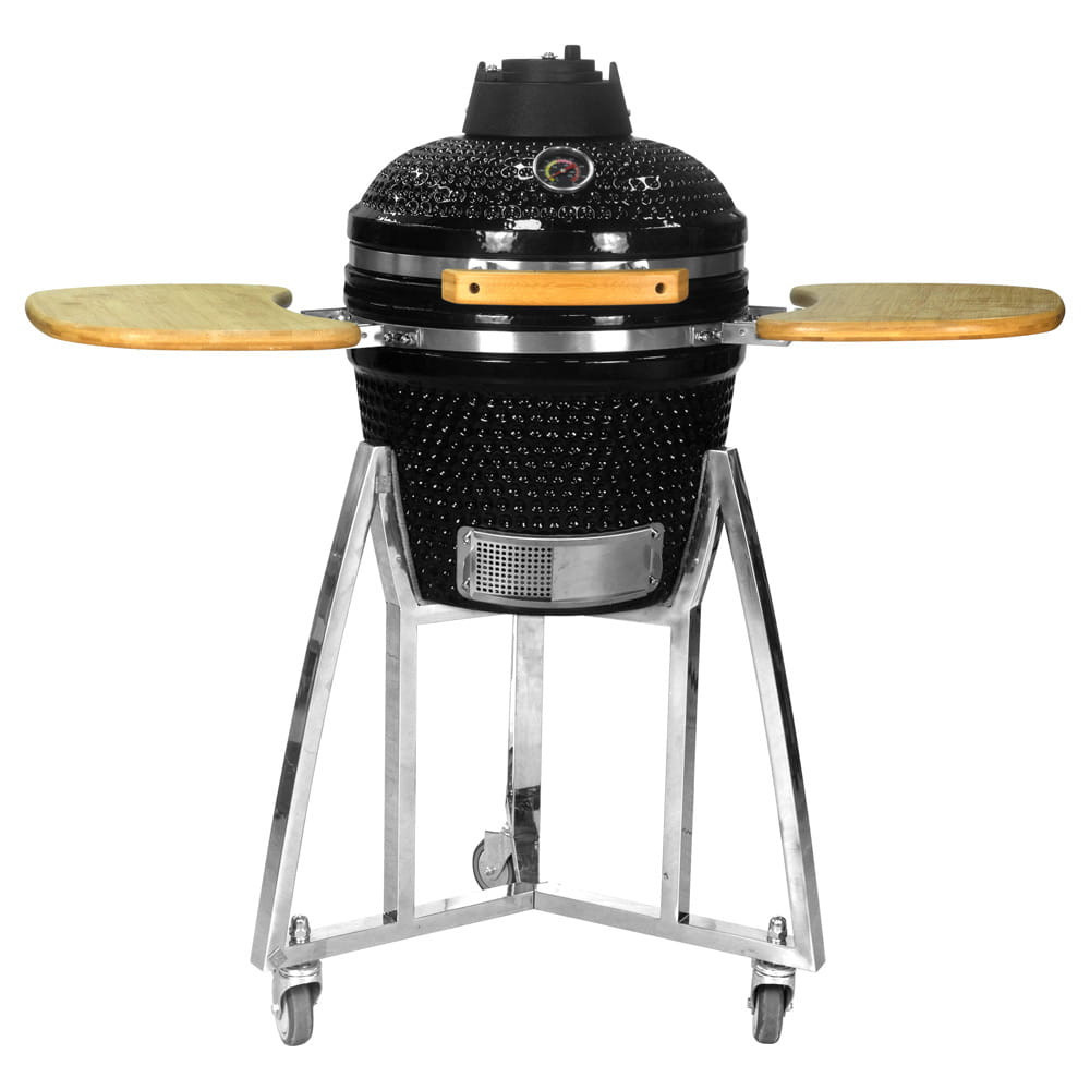 Grătar cărbune - Mirpol Grătar ceramic Kamado cu rafturi și suport 32,5 cm