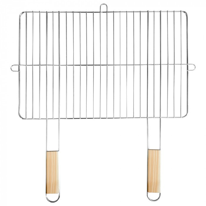 Grătare, frigărui, tăvi grătar - Mirpol Grilaj pătrat cu mâner din lemn 57x51 cm