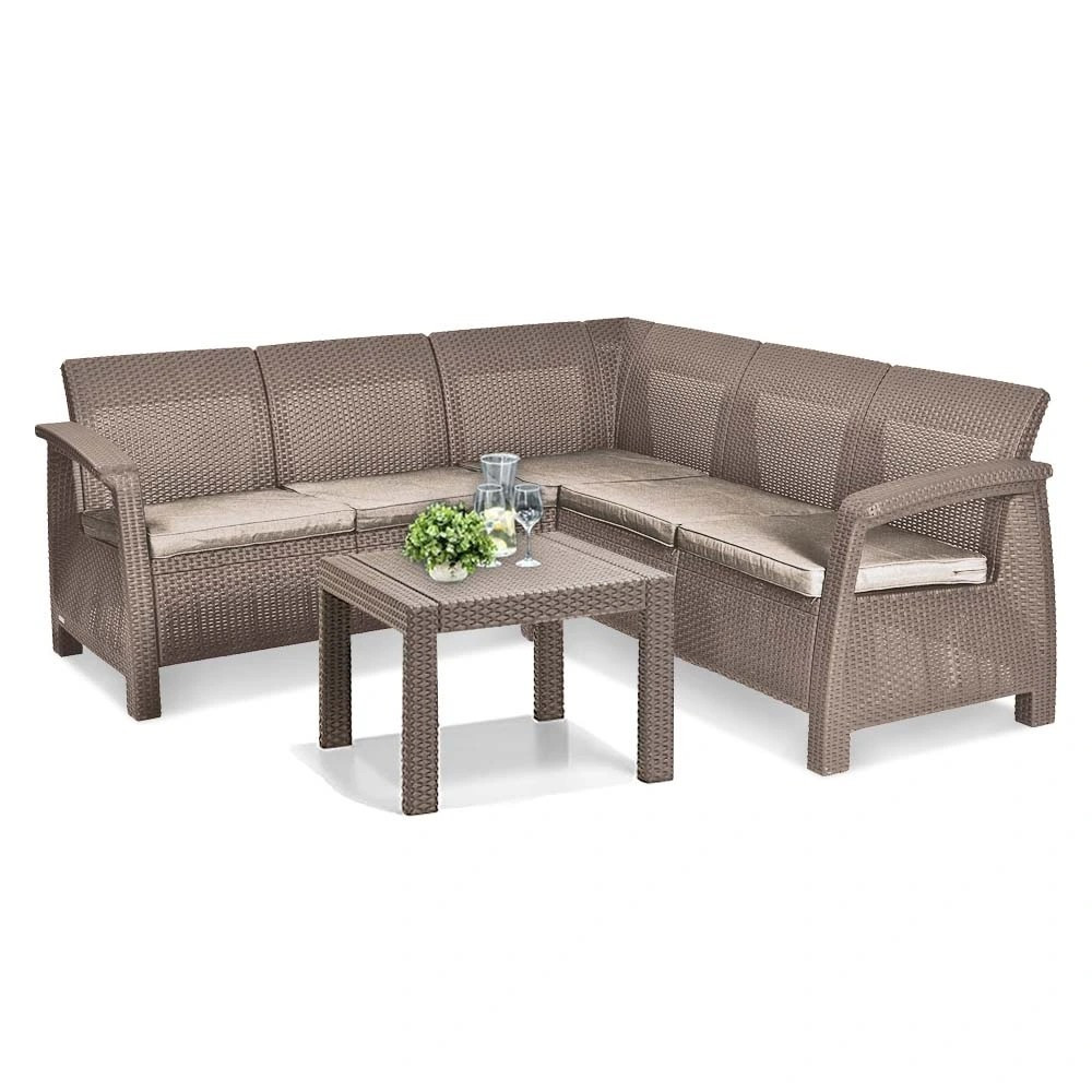 Set mobilier grădină - Curver Canapea de colț relaxantă Corfu cu masă Rosario