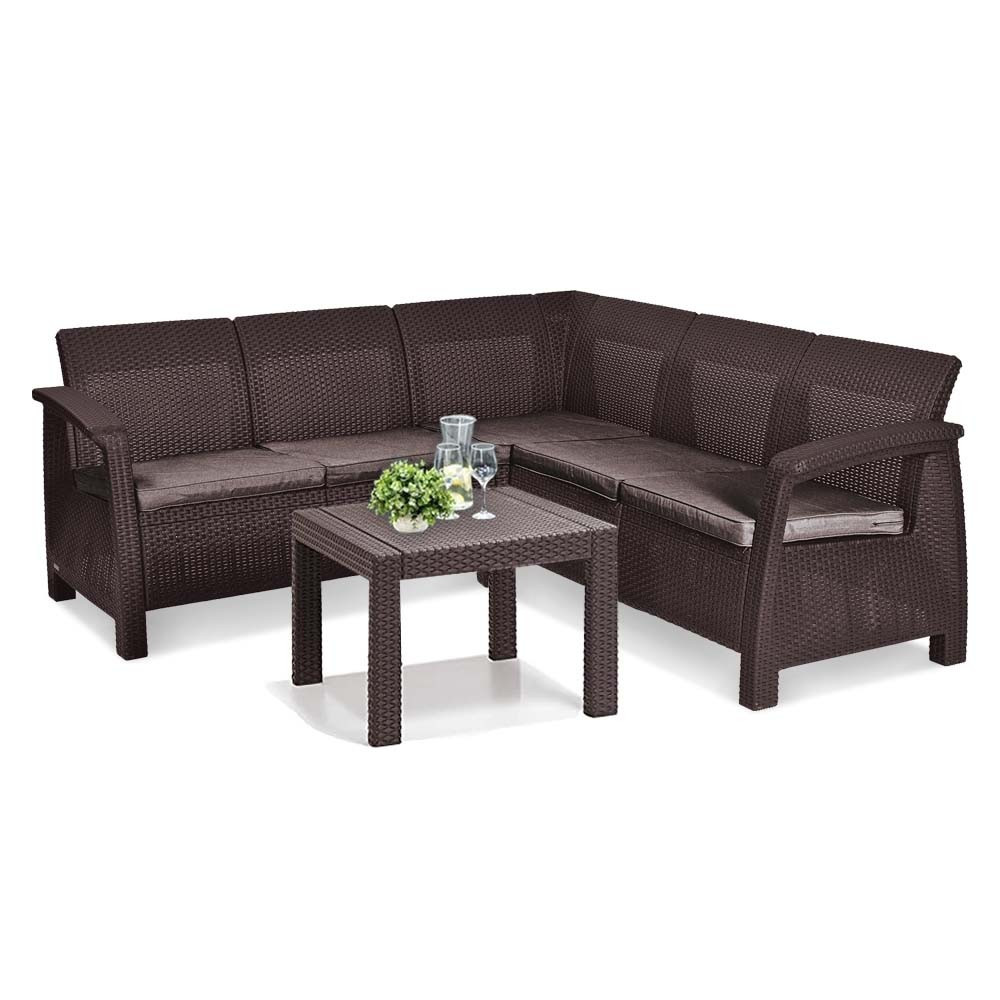 Set mobilier grădină - Curver Canapea de colț relaxantă Corfu cu masă Rosario