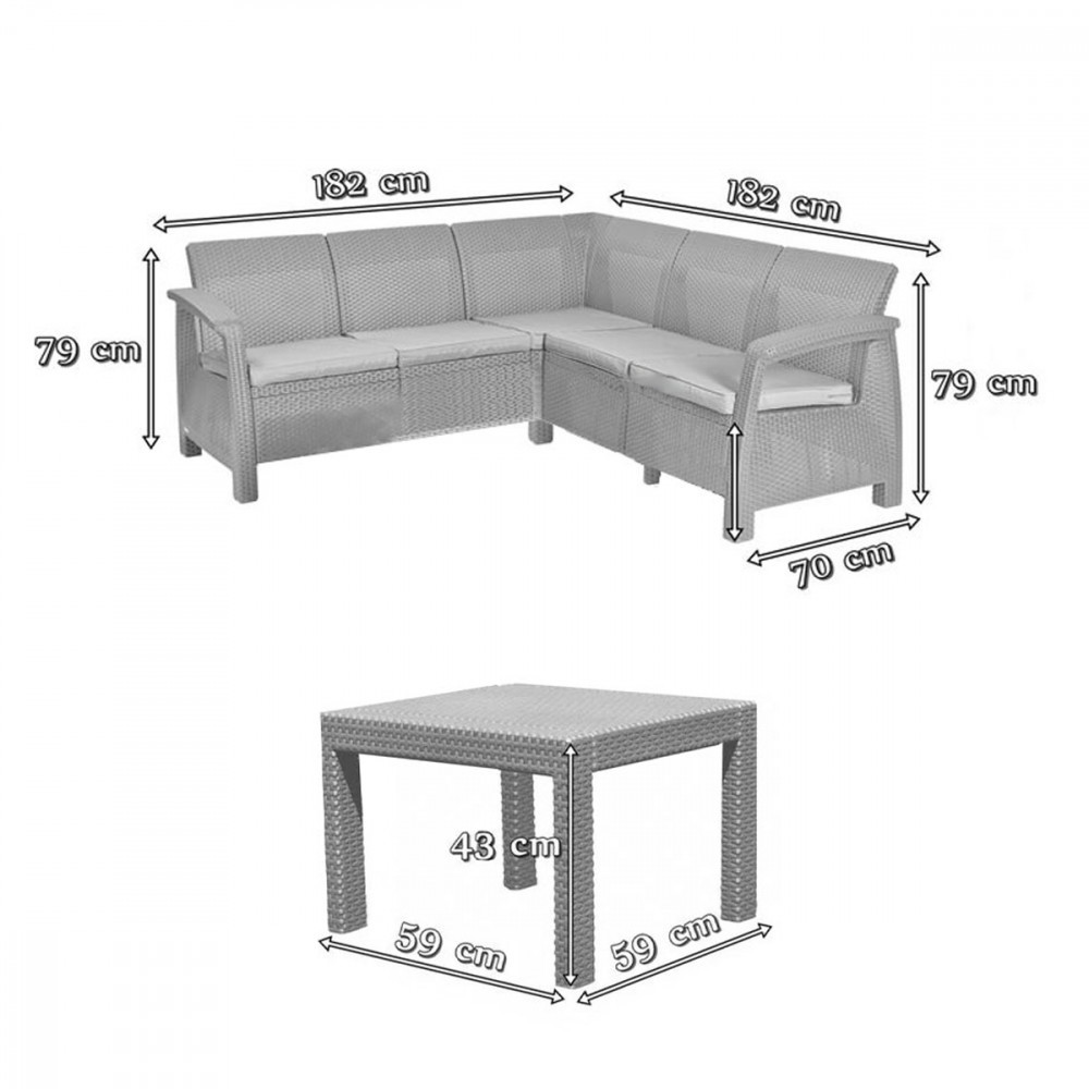 Curver Canapea de colț relaxantă Corfu cu masă Rosario [4]