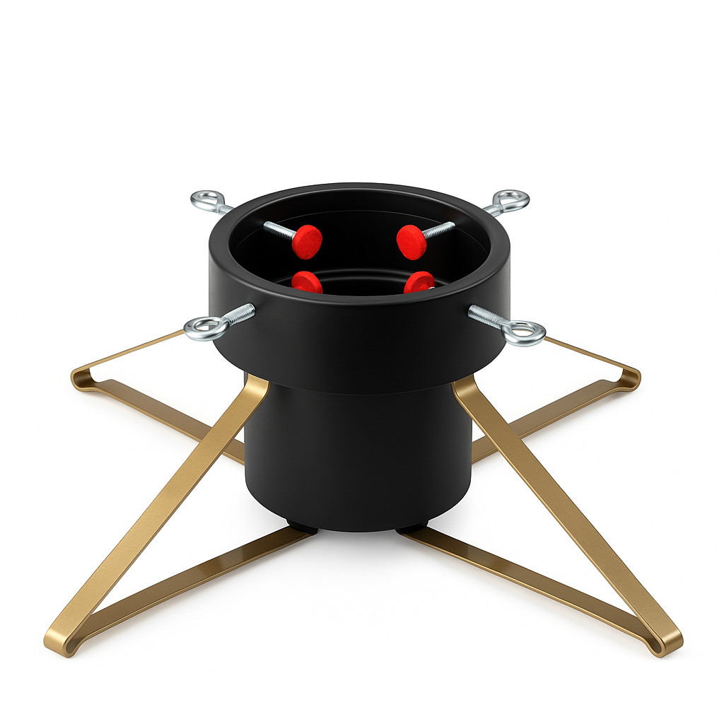 Sezonier - Mirpol Baza pomului de Crăciun placată cu aur/negru cu rezervor de apă de 1,8 litri