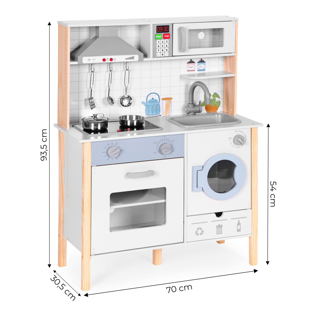 Homelux Bucătărie de jucărie din lemn cu sunete LED cuptor mașină de spălat și accesorii [9]