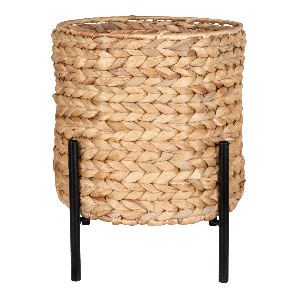 Ghivece și jardiniere - House Nordic Antas vas din răchită, jacint de apă, natural/negru, 26,5x26,5x29 cm