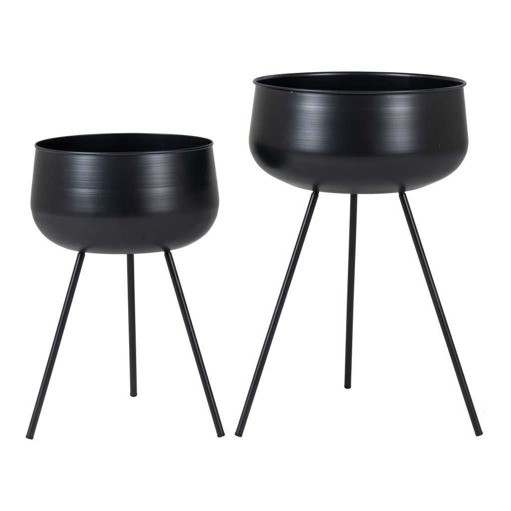 Ghivece și jardiniere - House Nordic Ardola Ghivece de flori, oțel, negru, 2pcs