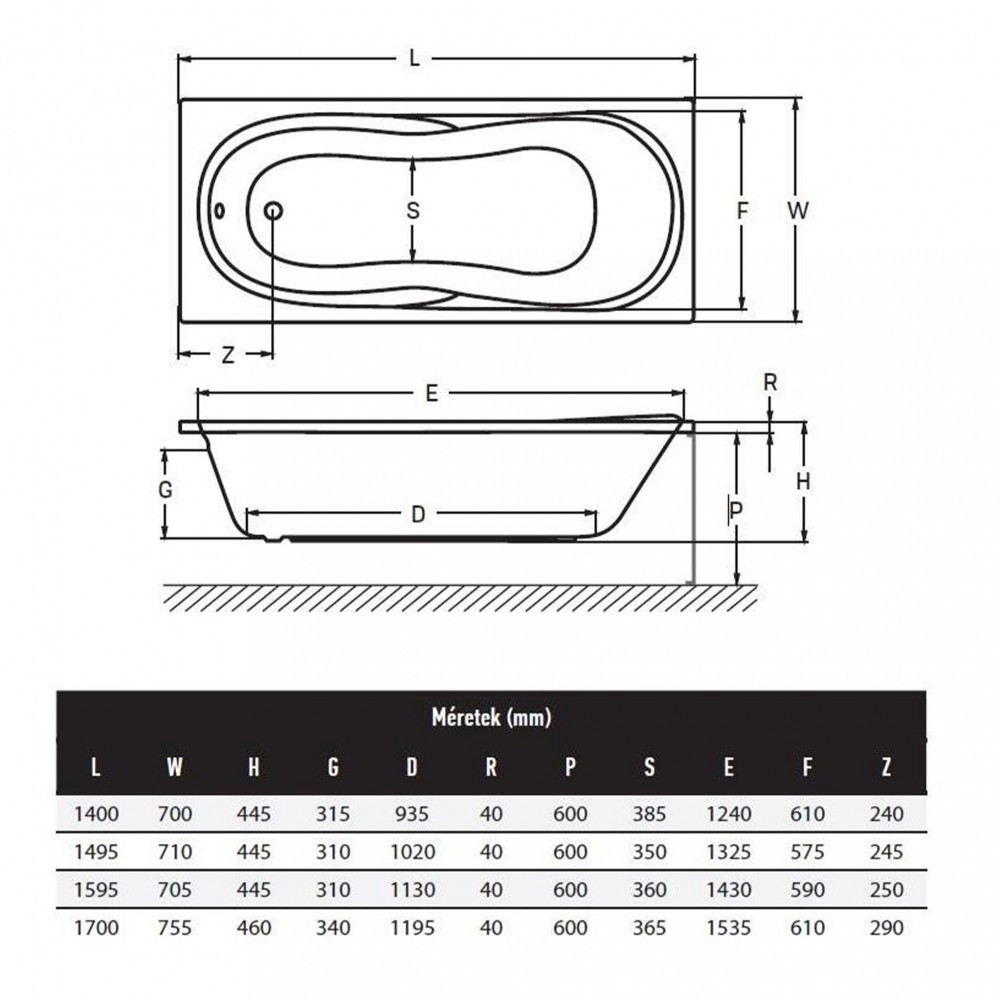 Wellis Cadă de baie dreaptă Malawi 160, cu picioare [1]