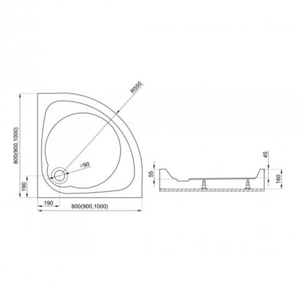 Kerra Cădiță de duș curbată universală Alan 90x90 cm [2]