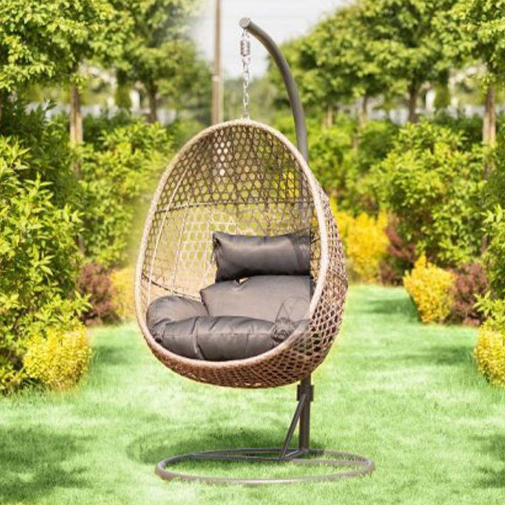 Logé Garden Scaun suspendat ALANISDG gri închis - cu coș bej [4]