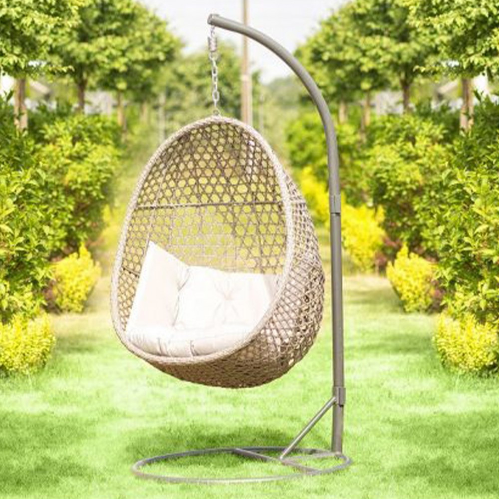 Logé Garden Scaun suspendat ALANISDG gri închis - cu coș bej [5]