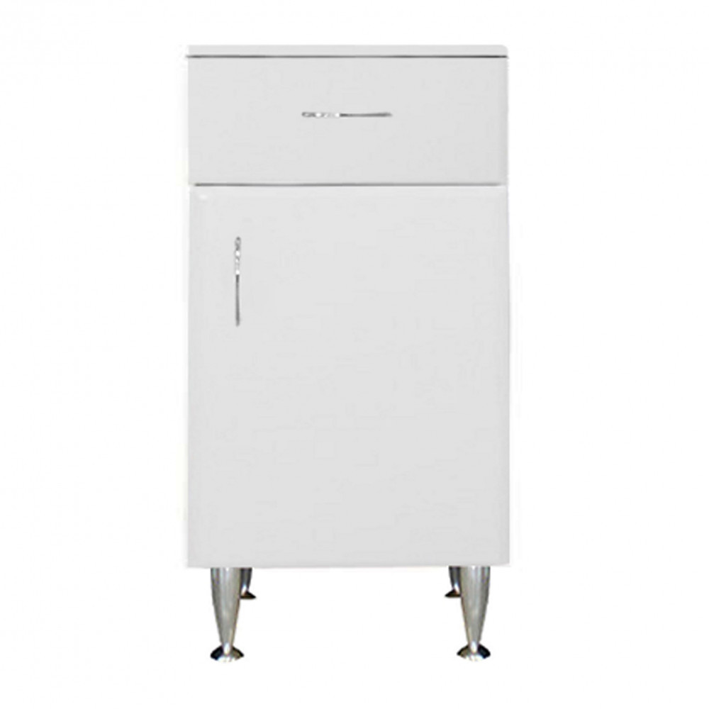 Dulap baie vertical - Leziter Dulap jos Bianca Plus 45 cu 1 ușă, 1 sertar, alb lucios, dreapta