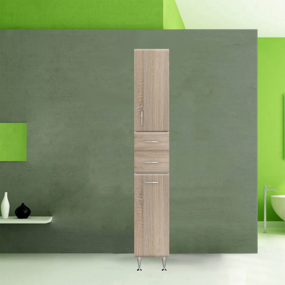 Leziter Dulap înalt Bianca Plus 30 cu 1 ușă, 2 sertare, suport pentru rufe, culoare stejar sonoma, dreapta [2]