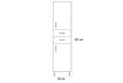 Leziter Dulap înalt Bianca Plus 45 cu 2 uși, 2 sertare, culoare Aida nuc, dreapta [3]