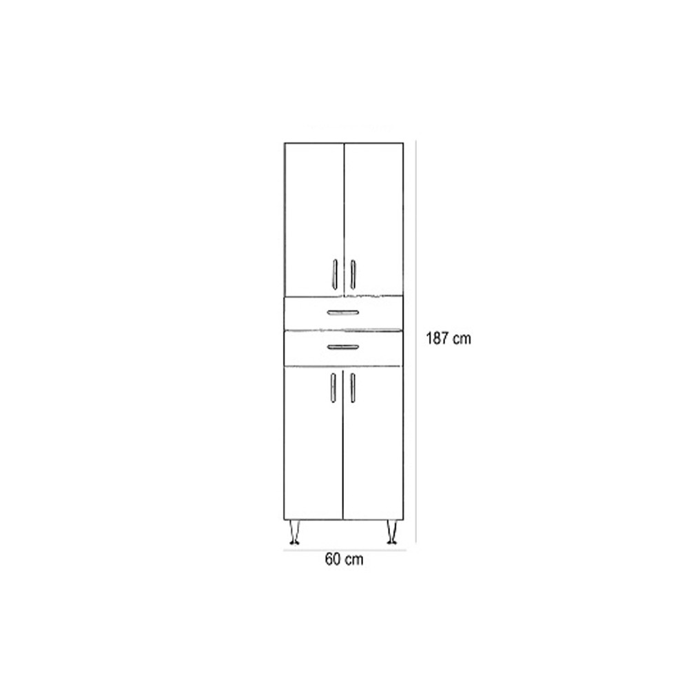 Leziter Dulap înalt Bianca Plus 60 cu 4 uși, 2 sertare, culoare stejar sonoma [3]