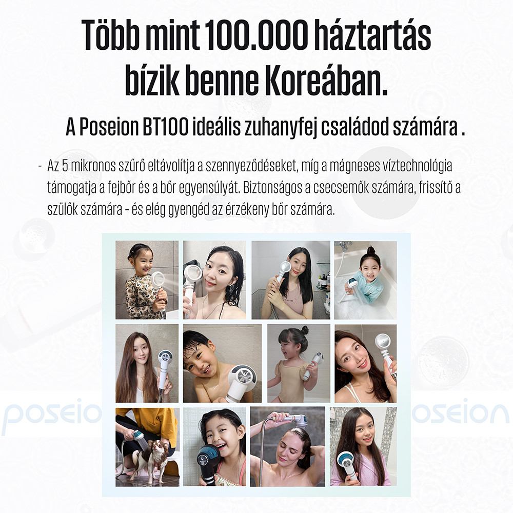 Poseion POSEION BT100® Capac de duș revitalizant coreean premium cu filtru de apă, tehnologie magnetică-ionizantă, gri [9]