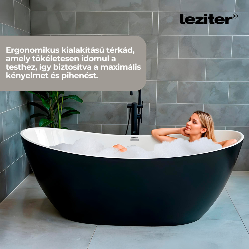 Leziter Cadă de baie independentă Flow neagră [3]