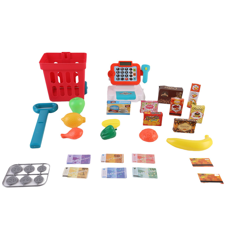 Leziter Casierie pentru magazin de jucării cu cărucior de cumpărături, 32 buc [2]