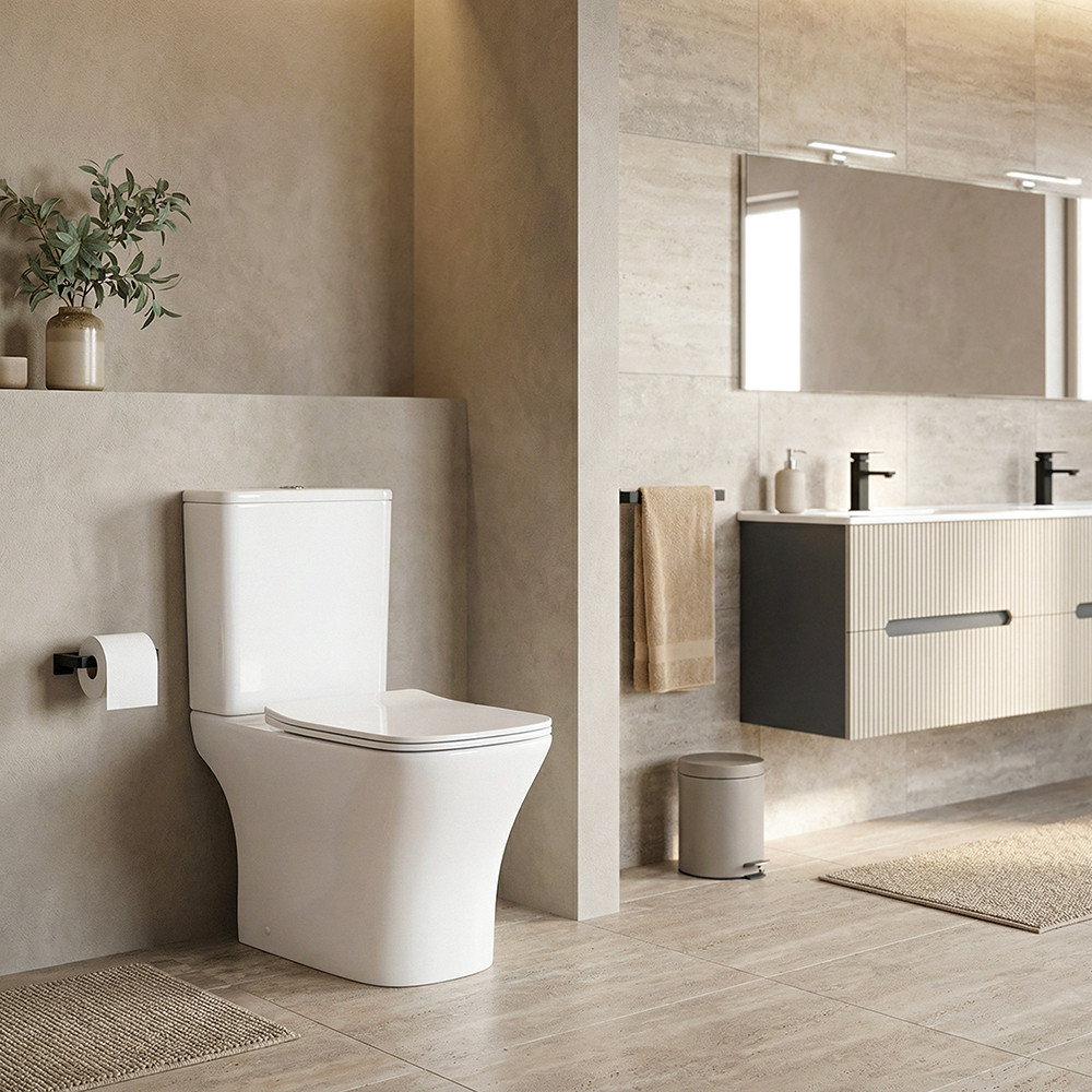 Leziter Toaletă compactă monobloc Nile cu scaun cu închidere moale și spălare din spate [1]