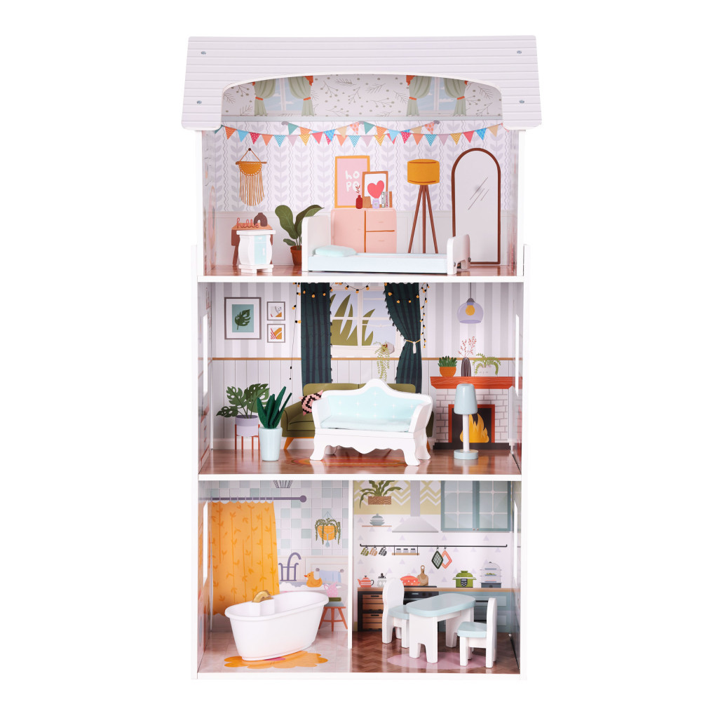 Homelux Alice Dollhouse 3 etaje 4 camere 9 piese de mobilier [1]