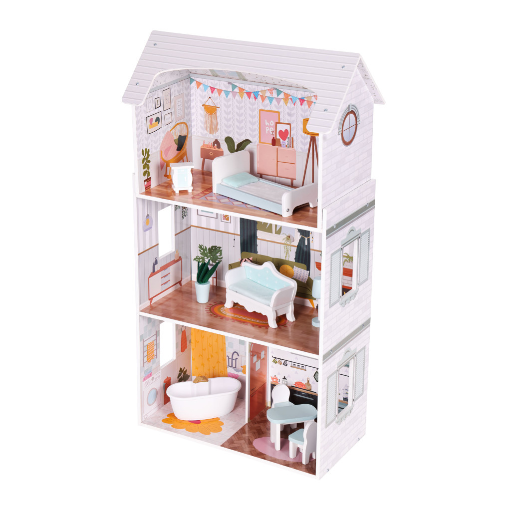Homelux Alice Dollhouse 3 etaje 4 camere 9 piese de mobilier [3]