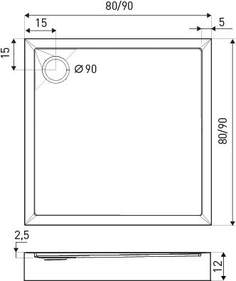 Kerra Cădiță de duș pătrată David 90 din acril negru [1]