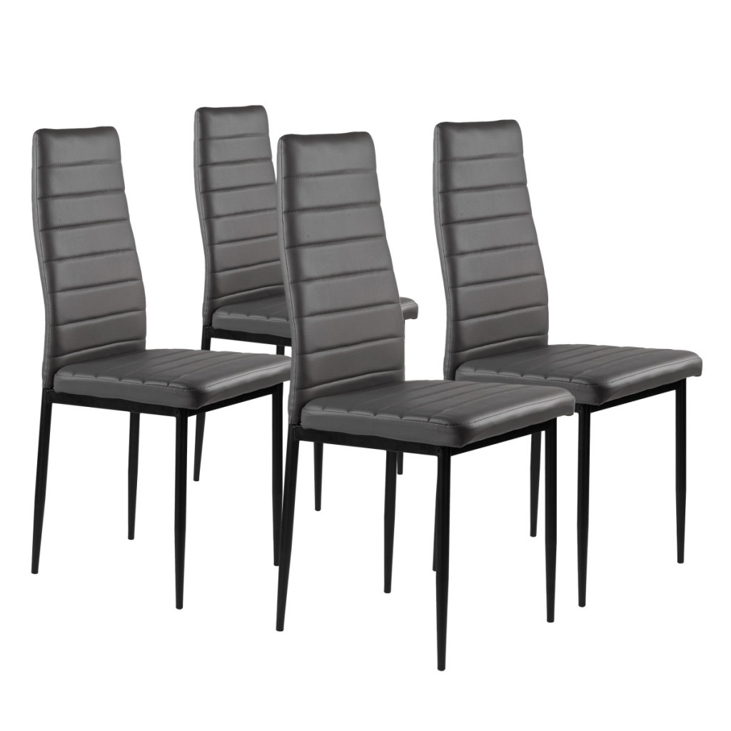 Mobilier - Homelux Set de 4 scaune cu spătar înalt din piele gri