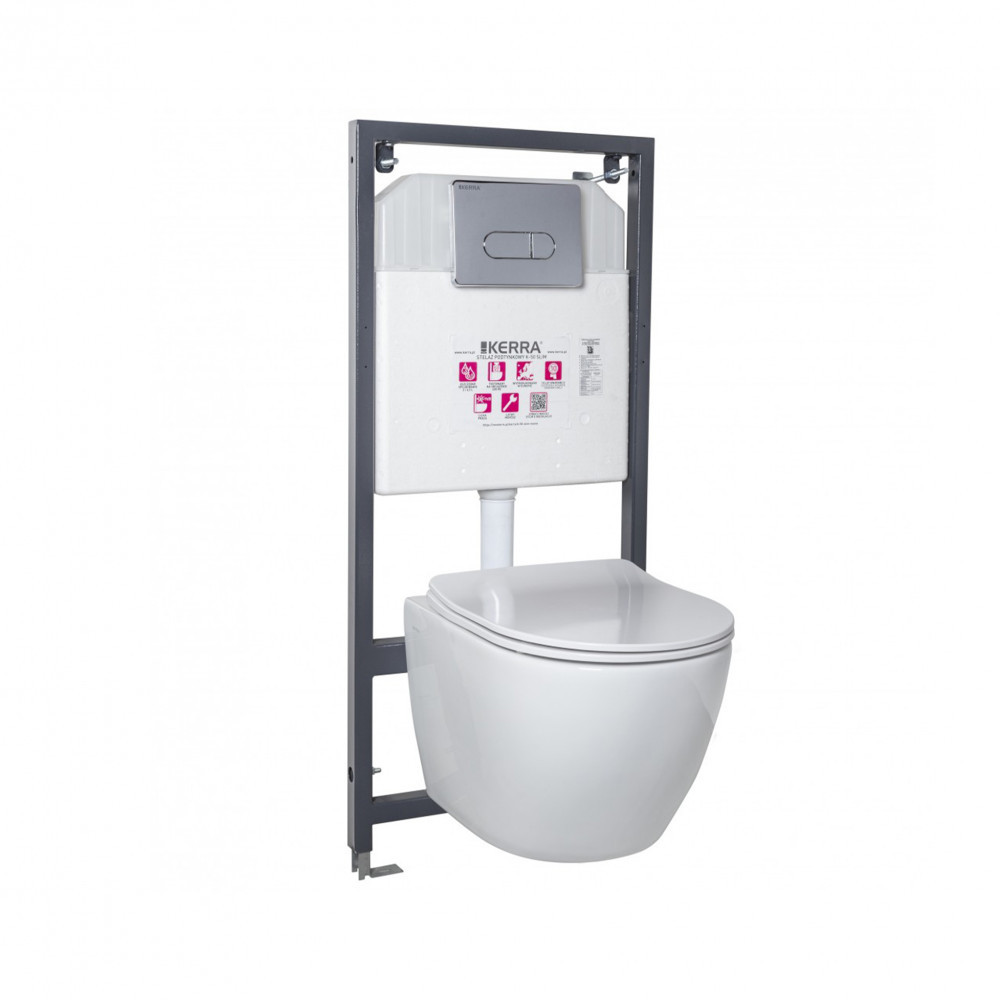 Rezervor toaletă - Kerra Set rezervor WC suspendat Delos Chrome
