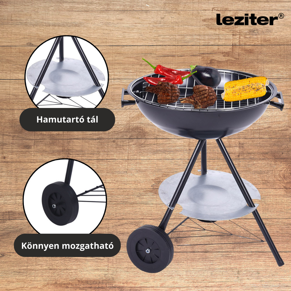 Leziter Grătar de grădină cu cărbune și roți [4]