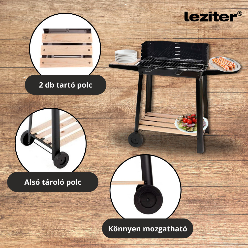 Leziter Grătar dreptunghiular cu cărbune cu role [4]