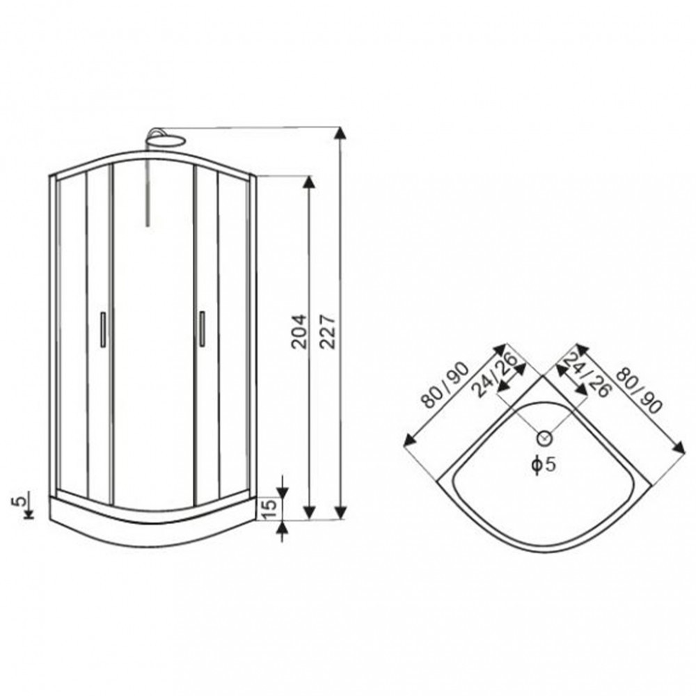 Kerra Cabină de duș cu hidromasaj curbată FARO 90x90 cm [1]