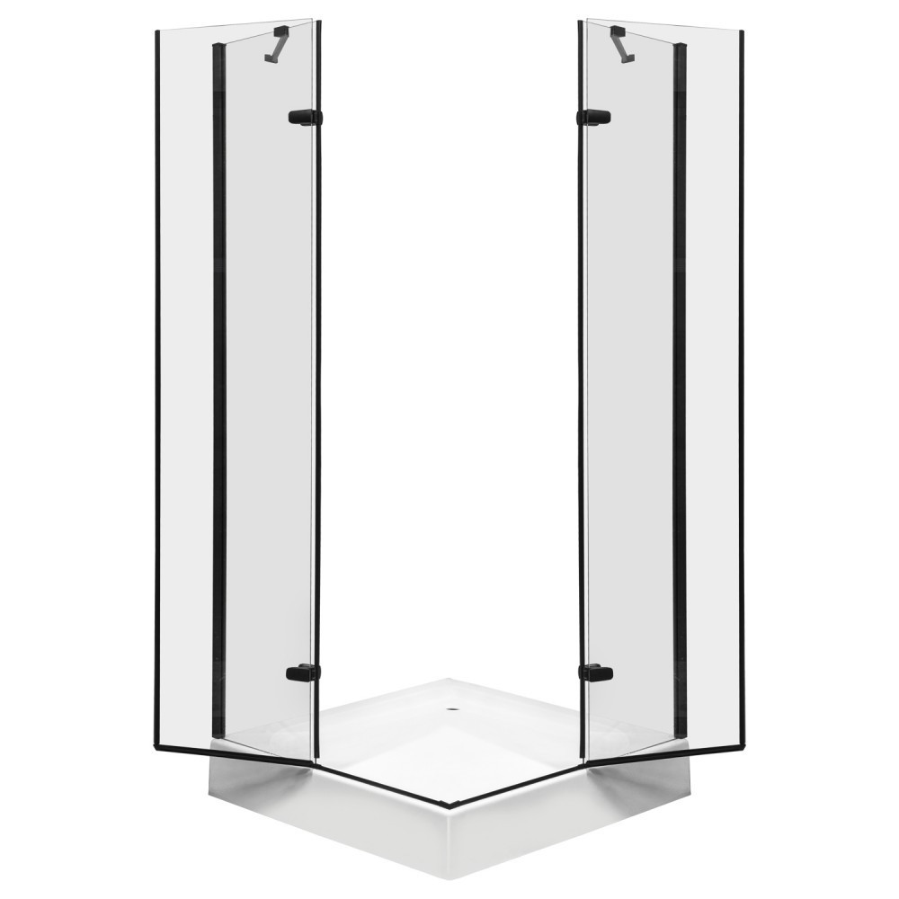 Kerra Cabină de duș pătrată Flow Black cu ușă cu balamale fără cădiță de duș [1]