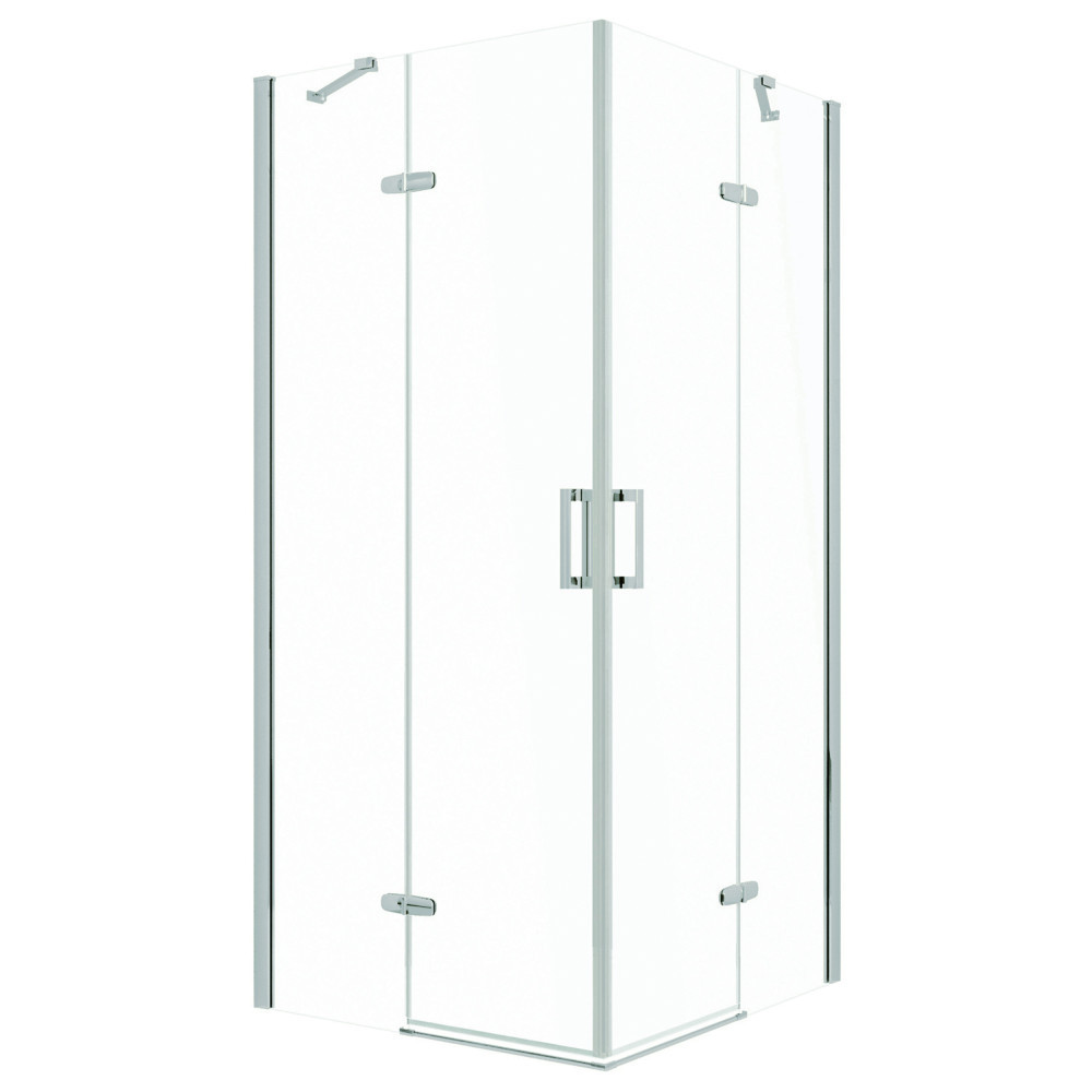 Cabină de duș pătrată / Cabină de duș dreptunghiulară - Kerra Cabină de duș pătrată Flow Chrome cu ușă cu balamale fără cădiță de duș