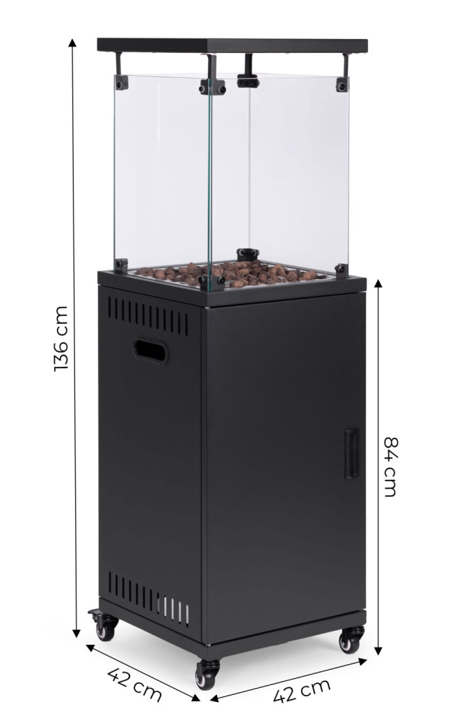 Homelux Șemineu mobil pe gaz pentru încălzirea terasei cu pietre vulcanice și capac de protecție 13 kW [9]