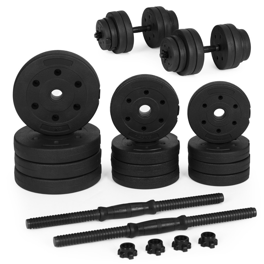 Articole de fitness - Homelux Haltere reglabile 2x10 kg set de antrenament cu barbell de 20 kg