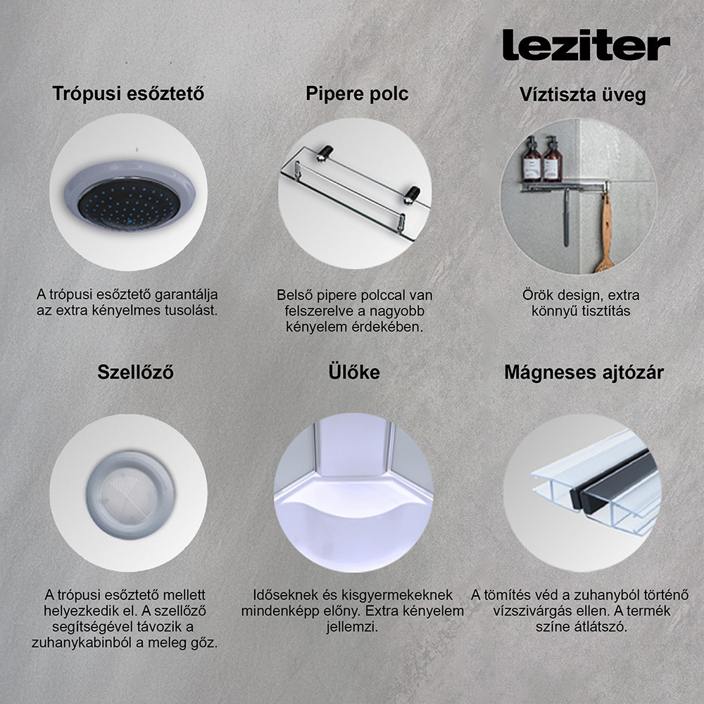 Leziter Cădiță de duș Cora adâncime 80x120 cm [4]