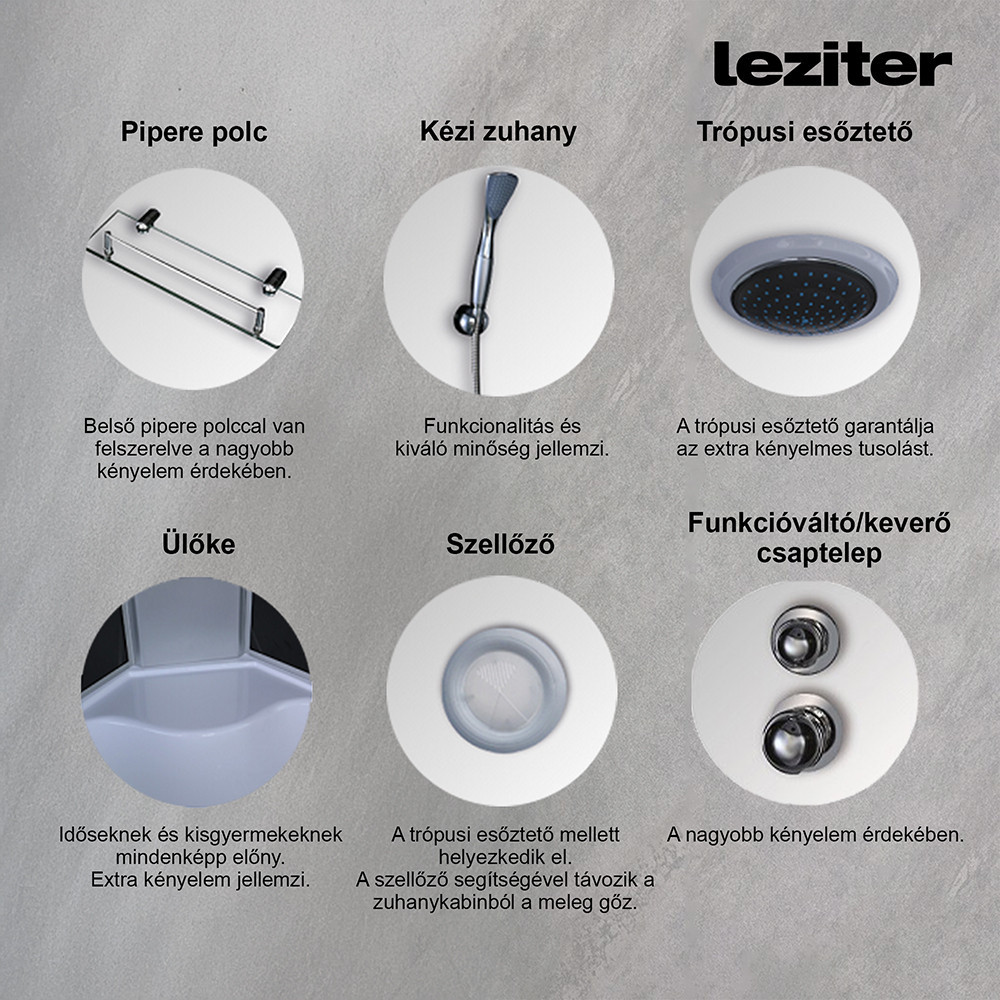 Leziter Cabină de duș cu hidromasaj Lia 80x120 cm, stânga [4]