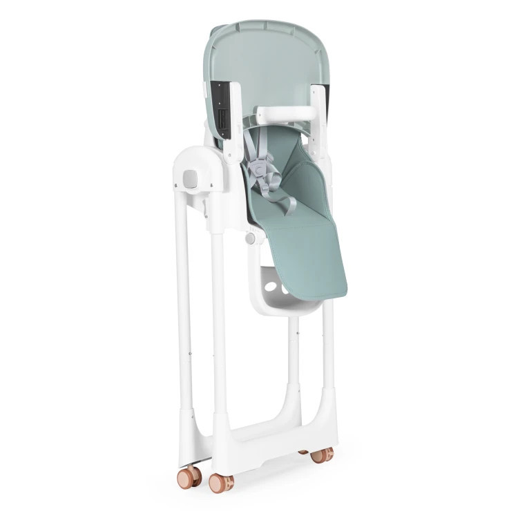 Homelux Scaun de hrănire înălțime reglabilă curele din piele ecologică tavă dublă verde [4]