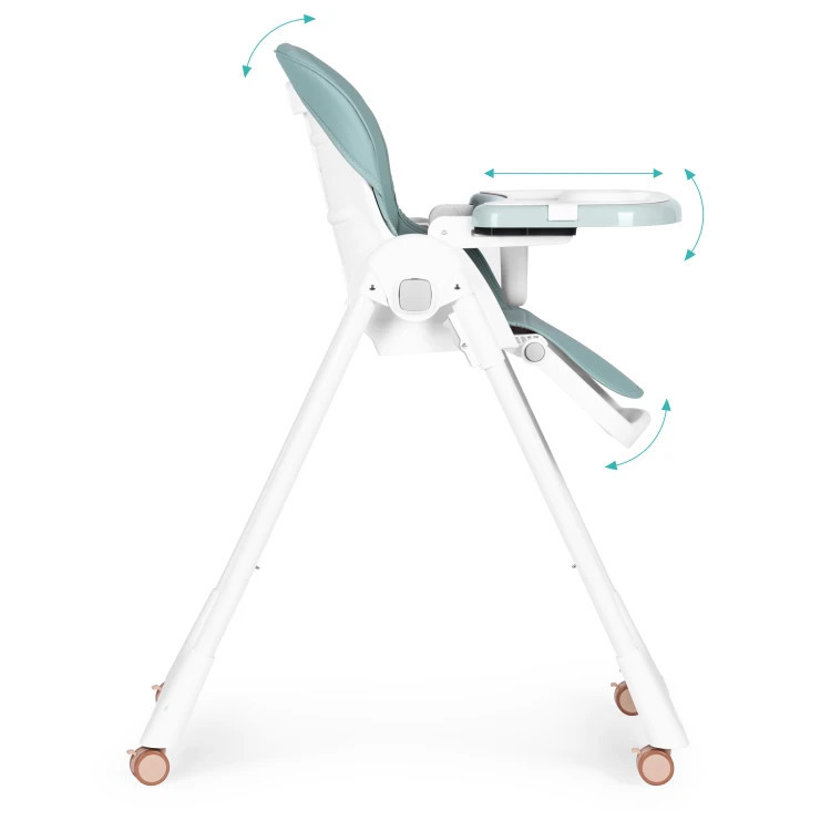 Homelux Scaun de hrănire înălțime reglabilă curele din piele ecologică tavă dublă verde [6]