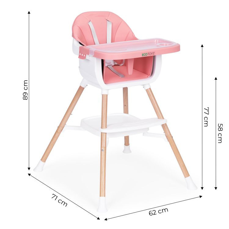 Homelux Scaun înalt pentru copii 2 în 1 roz [7]