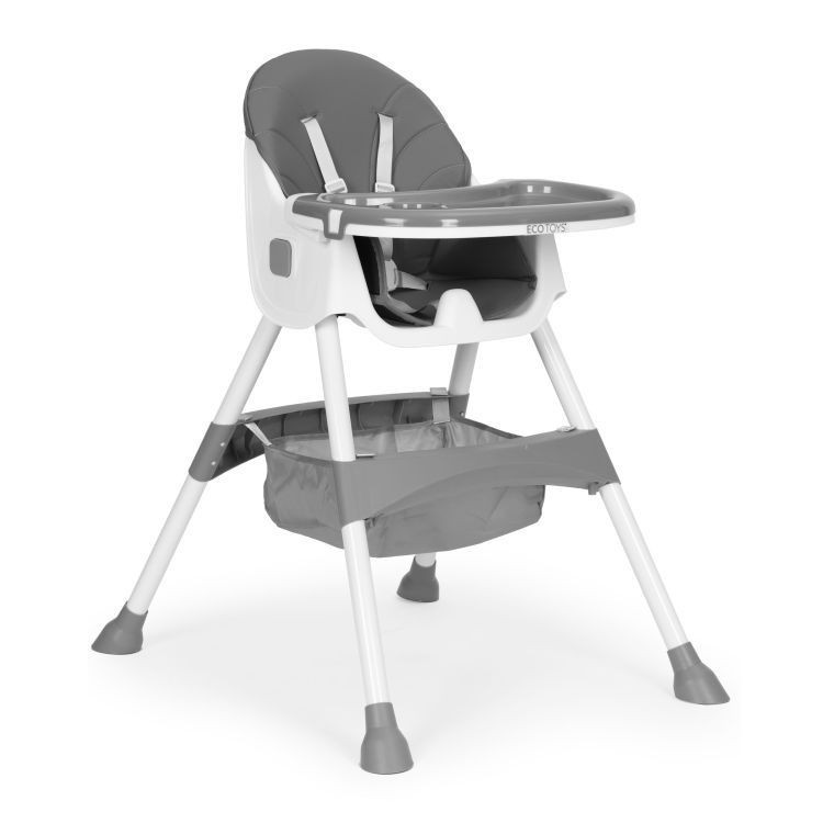 Homelux Scaun înalt pentru copii cu tavă și coș cu ham de siguranță în 5 puncte gri [3]