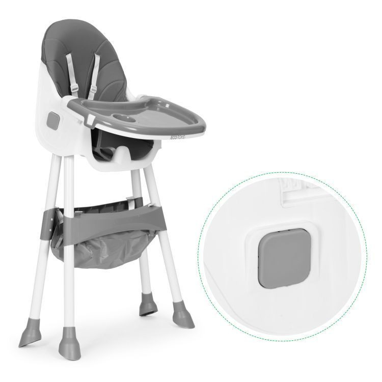 Homelux Scaun înalt pentru copii cu tavă și coș cu ham de siguranță în 5 puncte gri [8]