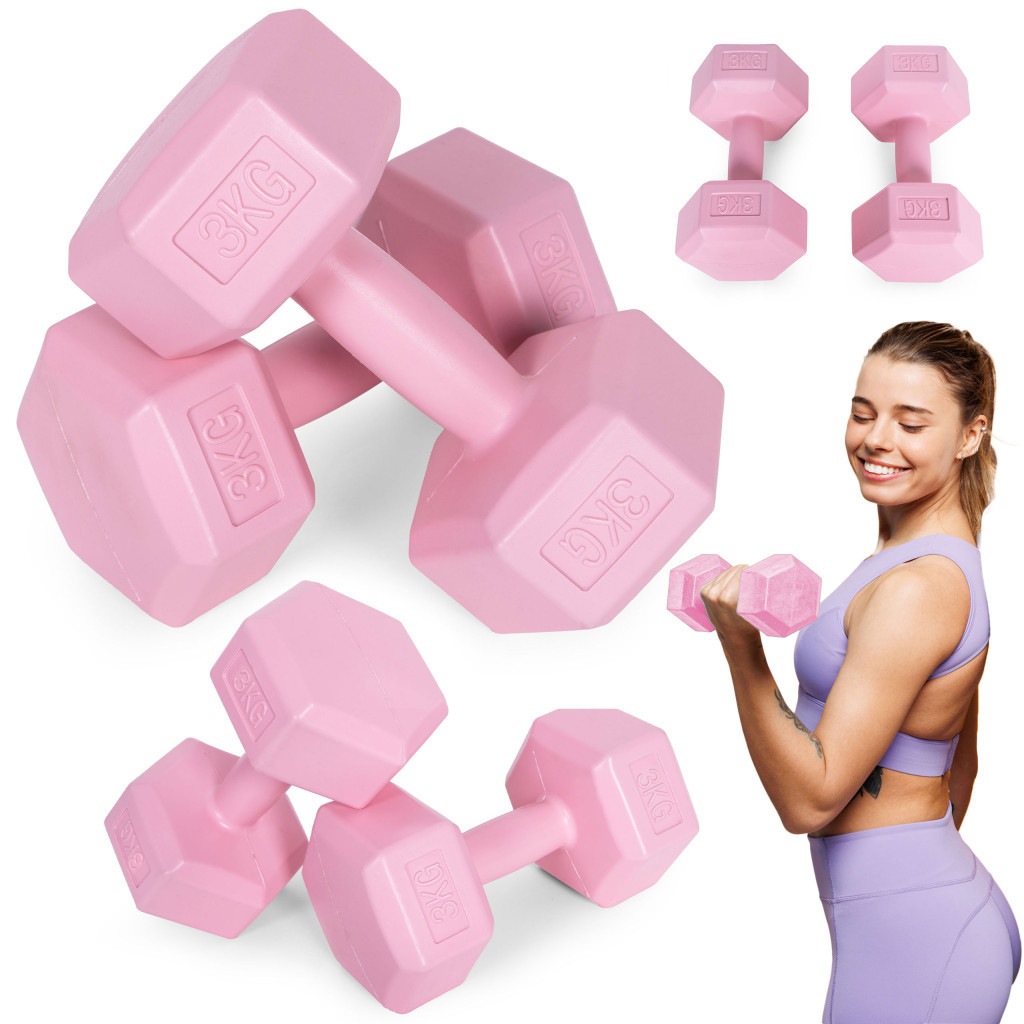 Articole de fitness - Homelux Hex barbell set 2x3 kg roz
