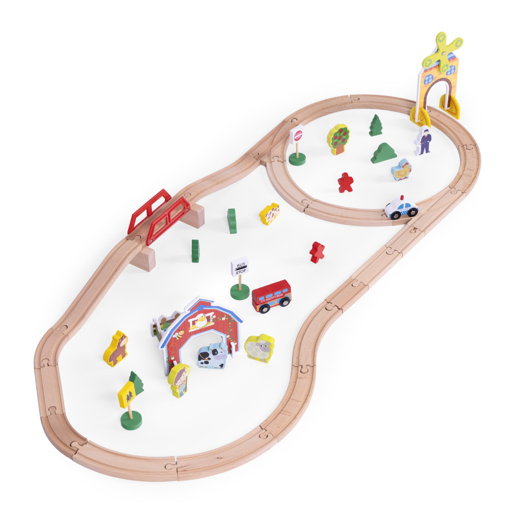 Homelux Set de trenuri agricole din lemn 53 de piese [2]