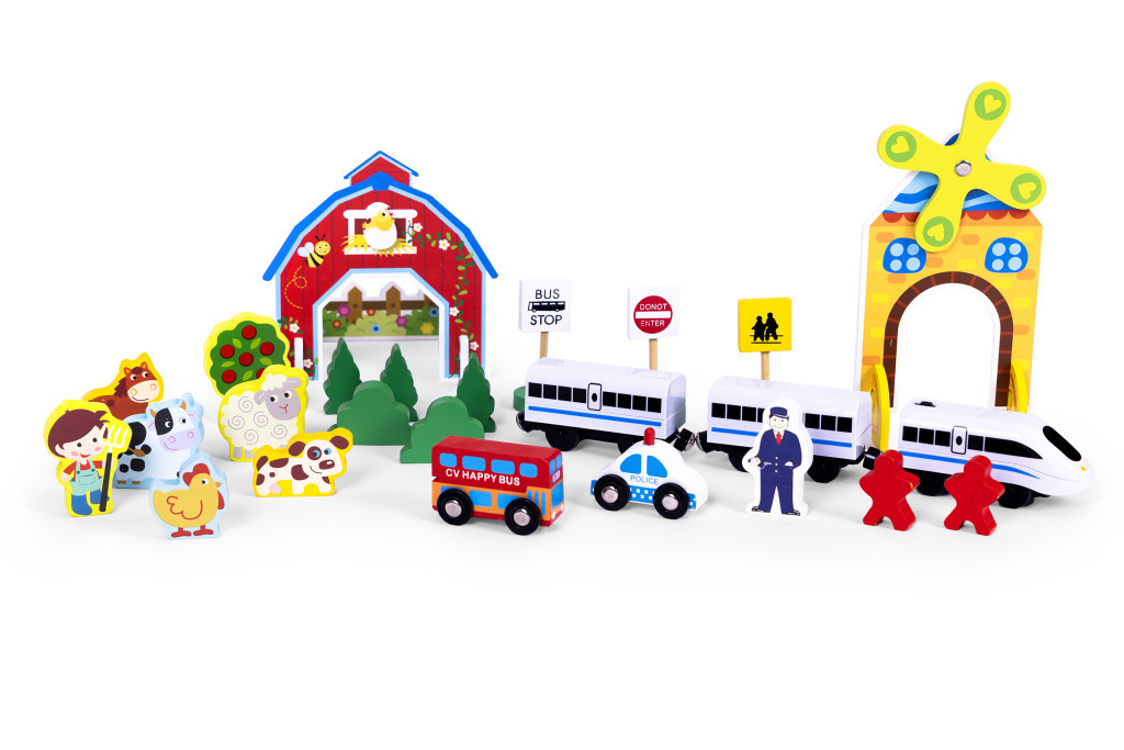 Homelux Set de trenuri agricole din lemn 53 de piese [4]