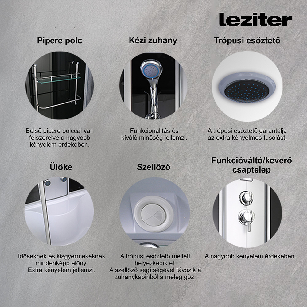 Leziter Cadă cu hidromasaj Emilia 85x150 cm cu electronică Neagră [4]