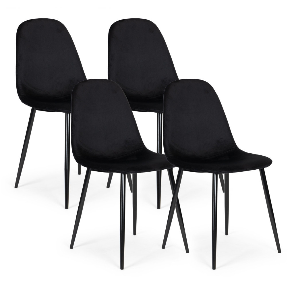 Scaun masă - Homelux Set de 4 scaune din catifea negru