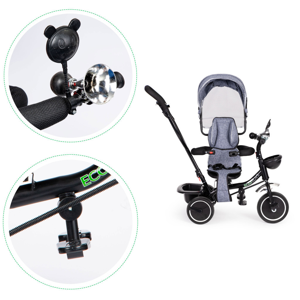 Homelux Triciclu triciclu scaun pivotant cu scaun pivotant copertină gri [4]