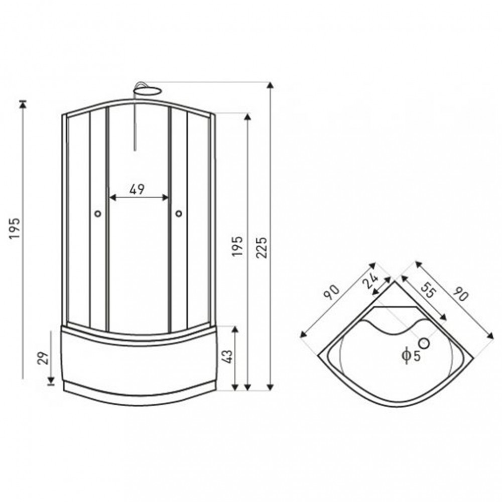Kerra Cabină de duș cu hidromasaj Karolina WH 90x90 cm, cu tavă curbată adâncă [3]